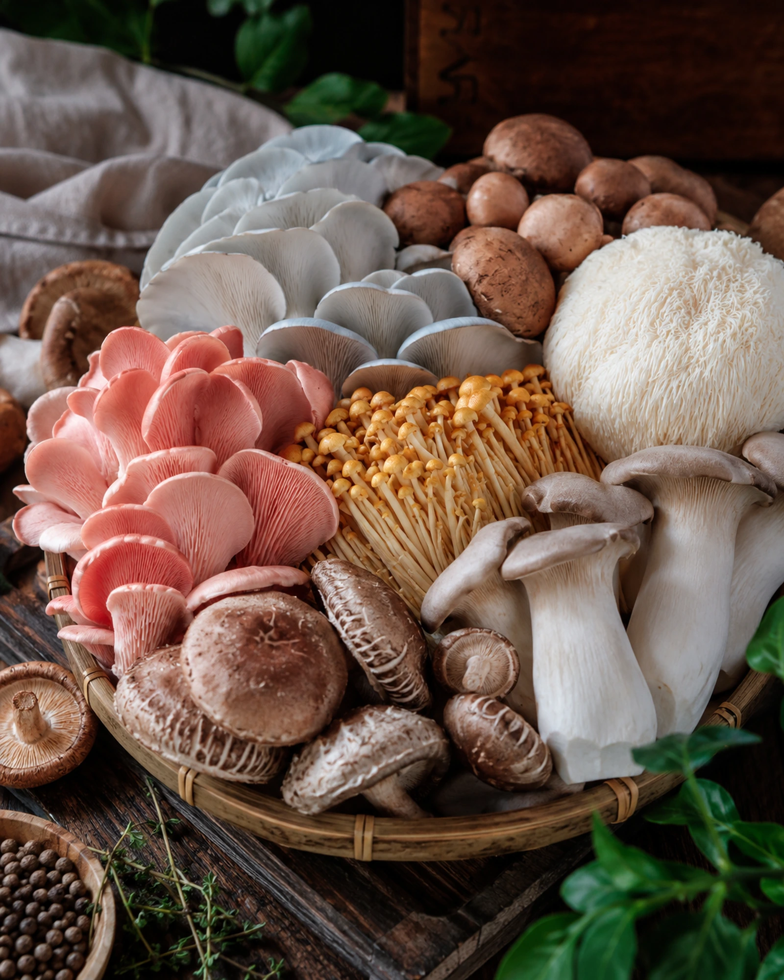 Sacred Mushrooms Chef’s Mix with varied cultivated mushrooms ready for same-day sautéing and browning.