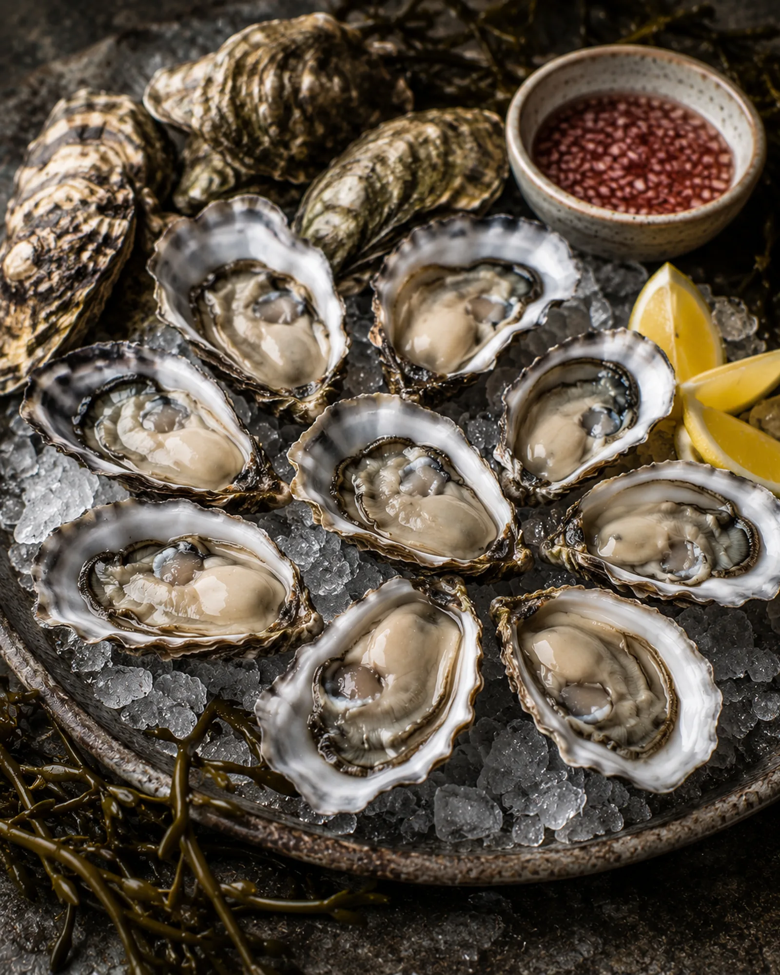 Tomales Bay Golden Nugget oysters in shell.